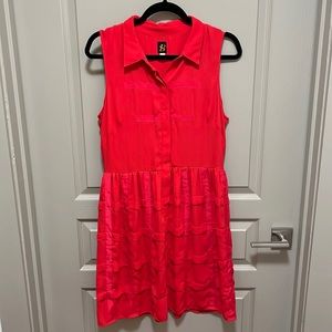 Anthropologie Red Sleeveless Collared Sundress